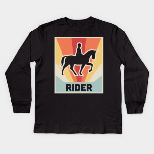 RIDER | Vintage Horseback Riding Poster Kids Long Sleeve T-Shirt